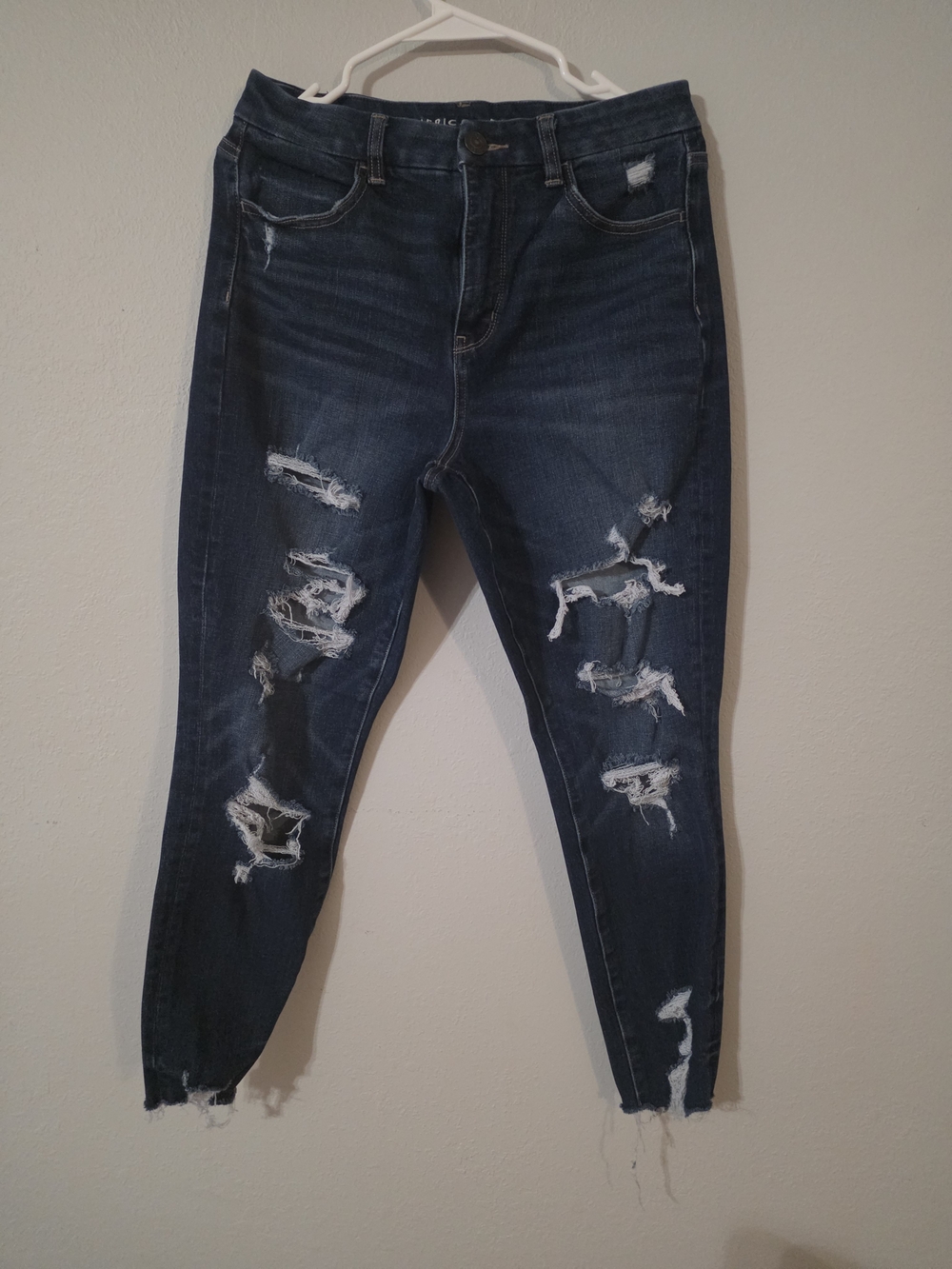 American Eagle Outfitters Dark Blue Ripped Skinny Jeans